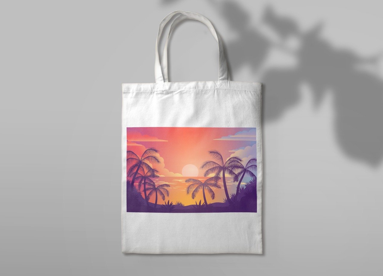 حقيبة يد مطبوعة "صن سيت بالم تريز"