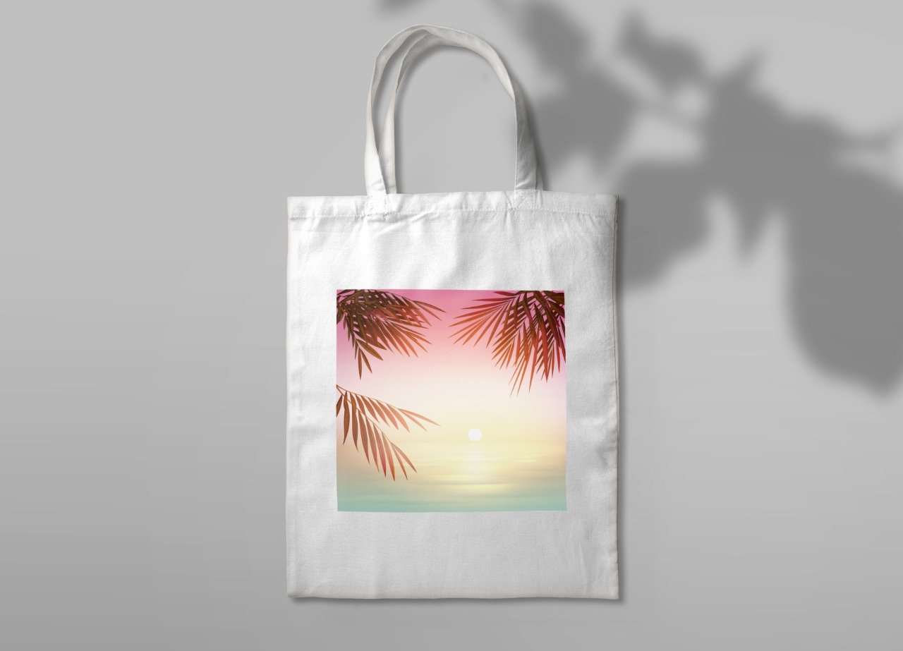 حقيبة يد مطبوعة "بينك صن سيت بيتش"