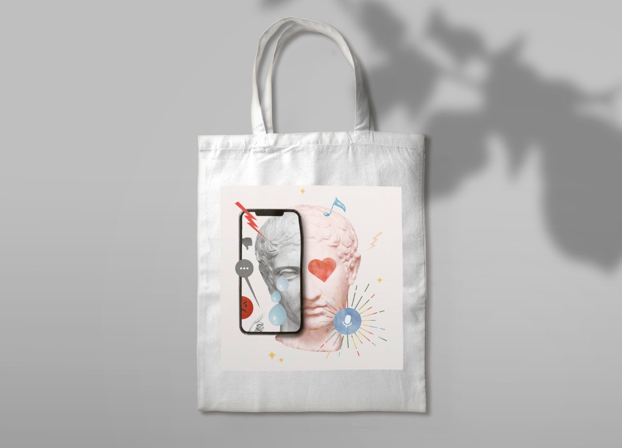 "تمثال يوناني ملون" حقيبة يد مطبوعة